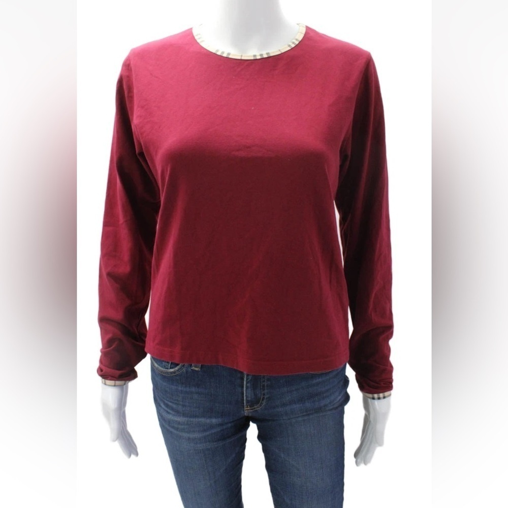 Burberry Women's Burgundy Long Sleeve Top size L